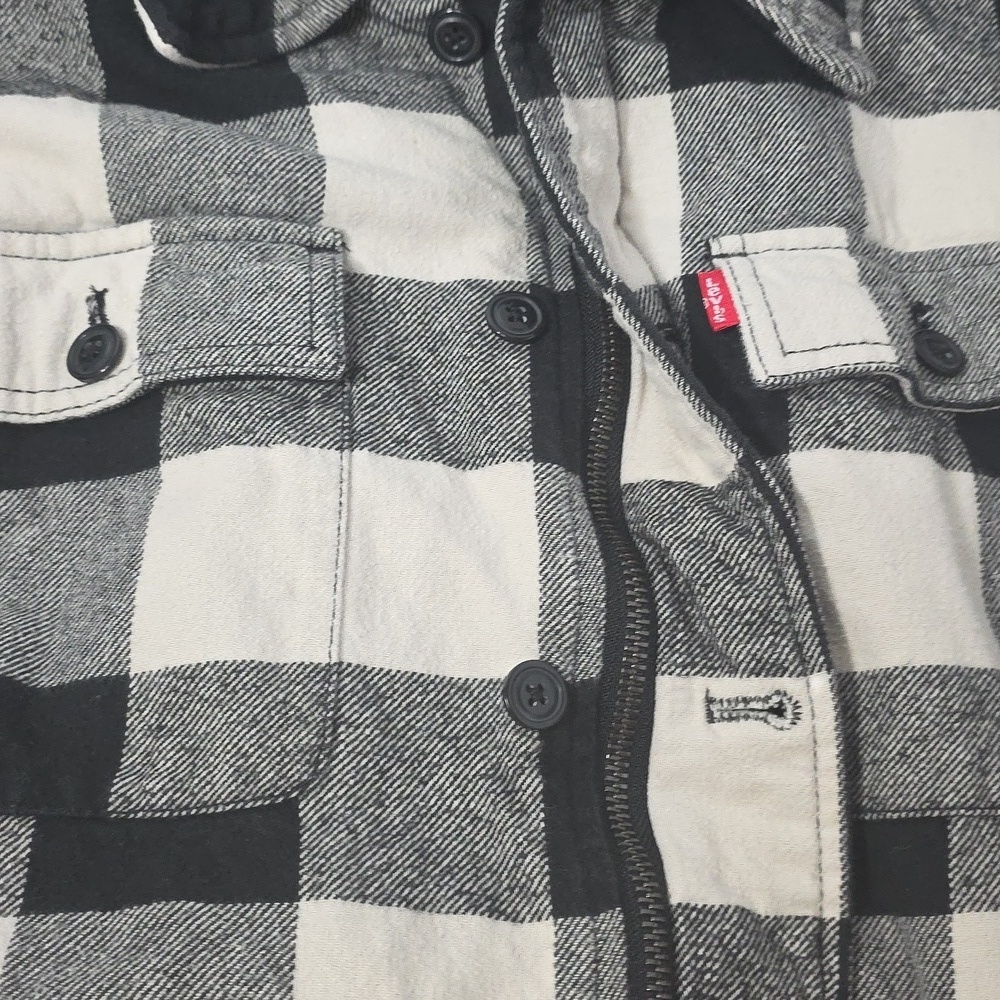 Levi's Mens Plaid Sherpa Lined Hooded Shirt Jacket - Picture 5 of 7